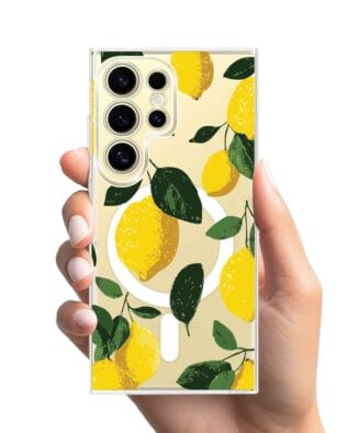 Etui do Samsung Galaxy S24 Ultra z MagSafe przeźroczyste, silikonowe Flexi, Italian Summer, Cytrynowe