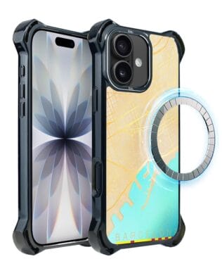 Etui do iPhone 17 IBIZU DropGuard Ultra z MagSafe, mapy świata, Barcelona