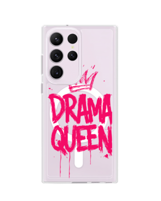 Etui do Samsung Galaxy S23 Ultra z MagSafe przeźroczyste, silikonowe Flexi, Positive Vibes, Drama Queen