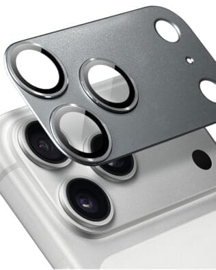 Metalowa osłona na cały aparat z wbudowanymi szkłami do iPhone 17 Pro Max, tytanowa