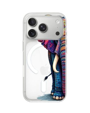 Etui do iPhone 17 Pro Max z MagSafe przeźroczyste, silikonowe Flexi, Dzika Mandala, Słoń