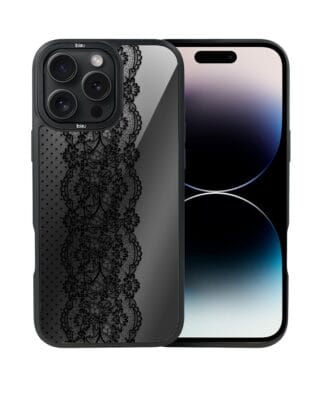 Etui do iPhone 14 Pro Max IBIZU DropGuard Matt z MagSafe, Midnight, Ornamentowa koronka