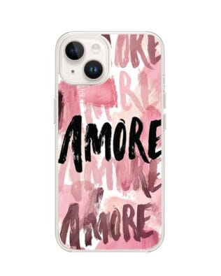 Etui do iPhone 14 z MagSafe przeźroczyste, silikonowe Flexi, Positive Vibes, Amore Amore