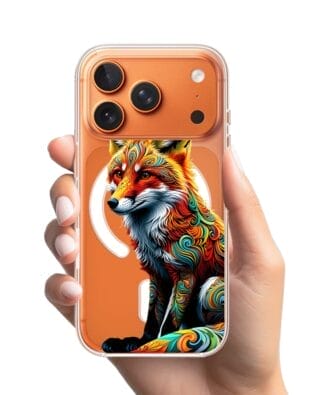 Etui do iPhone 17 Pro Max z MagSafe przeźroczyste, silikonowe Flexi, Dzika Mandala, Lis