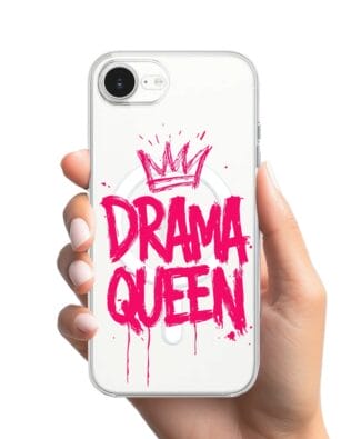 Etui do iPhone 16e z MagSafe przeźroczyste, silikonowe Flexi, Positive Vibes, Drama Queen