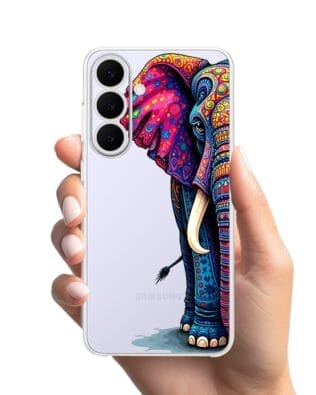 Etui do Samsung Galaxy S25 FE przeźroczyste, silikonowe Flexi, Dzika Mandala, Słoń