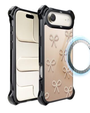 Etui do iPhone Air IBIZU DropGuard Ultra z MagSafe, Zimowa magia, Perłowe kokardki