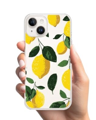 Etui do iPhone 13 Mini przeźroczyste, silikonowe Flexi, Italian Summer, Cytrynowe