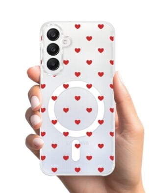 Etui do Samsung Galaxy A25 5G z MagSafe przeźroczyste, silikonowe Flexi, Mini Patterns, Serduszka