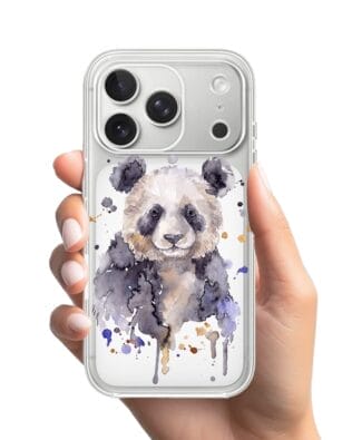 Etui do iPhone 17 Pro Max przeźroczyste, silikonowe Flexi, Akwarelowe Zoo, Panda
