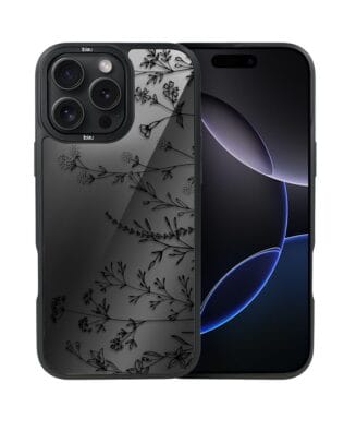 Etui do iPhone 16 Pro IBIZU DropGuard Matt z MagSafe, Midnight, Dotyk kwiatów