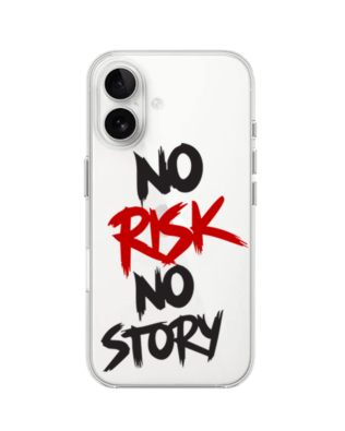 Etui do iPhone 16 przeźroczyste, silikonowe Flexi, Positive Vibes, No Risk No Story