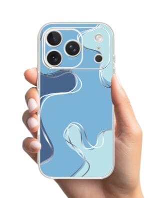 Etui do iPhone 17 Pro Max przeźroczyste, silikonowe Flexi, Summer Patterns, niebieskie odcienie