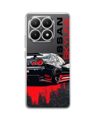 Etui do Xiaomi 15T przeźroczyste, silikonowe Flexi, Szybkie Auta, czarny Skyline