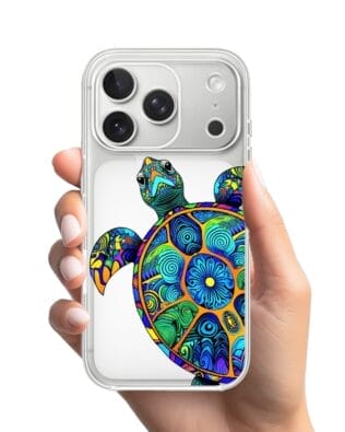 Etui do iPhone 17 Pro przeźroczyste, silikonowe Flexi, Dzika Mandala, Żółw