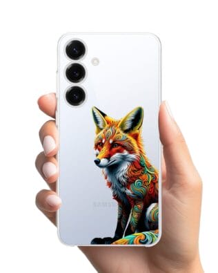 Etui do Samsung Galaxy S25 przeźroczyste, silikonowe Flexi, Dzika Mandala, Lis