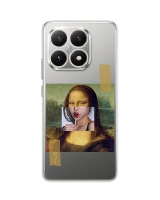 Etui do Xiaomi 15T przeźroczyste, silikonowe Flexi, Mona lisa z lizakiem
