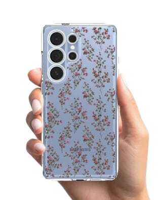 Etui do Samsung Galaxy S25 Ultra przeźroczyste, silikonowe Flexi, Mini Patterns, Różyczki