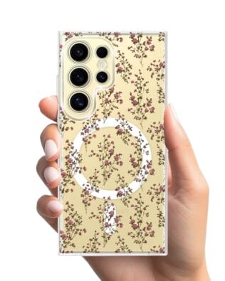 Etui do Samsung Galaxy S24 Ultra z MagSafe przeźroczyste, silikonowe Flexi, Mini Patterns, Różyczki