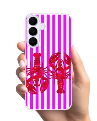 Etui do Samsung Galaxy S25 FE z MagSafe przeźroczyste, silikonowe Flexi, Summer Patterns, kraby z różowymi paskami