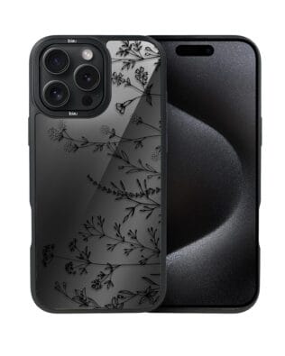 Etui do iPhone 15 Pro IBIZU DropGuard Matt z MagSafe, Midnight Mirror, Dotyk kwiatów