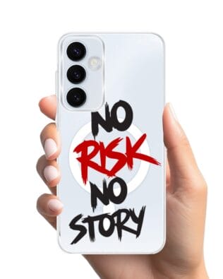 Etui do Samsung Galaxy A35 5G z MagSafe przeźroczyste, silikonowe Flexi, Positive Vibes, No Risk No Story