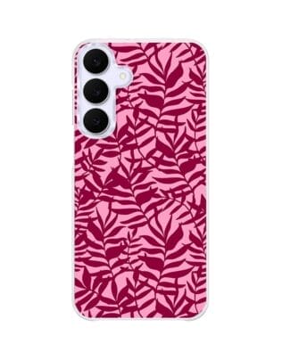 Etui do Samsung Galaxy S25 FE z MagSafe przeźroczyste, silikonowe Flexi, Summer Patterns, bordowe liście