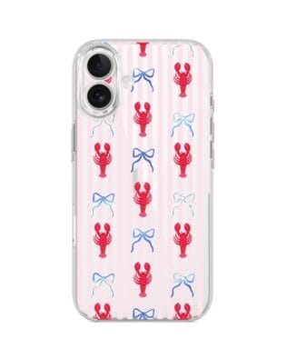 Etui do iPhone 17 przeźroczyste, silikonowe Flexi, Summer Patterns, krab i kokardki