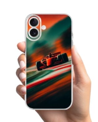 Etui do iPhone 17 przeźroczyste, silikonowe Flexi, Szybkie Auta, Wyścig F1