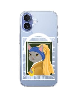 Etui do iPhone 17 z MagSafe przeźroczyste, silikonowe Flexi, kotek z kurczakiem