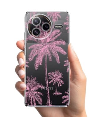 Etui do Xiaomi POCO F7 Ultra przeźroczyste, silikonowe Flexi, Mystic, Różowe palmy