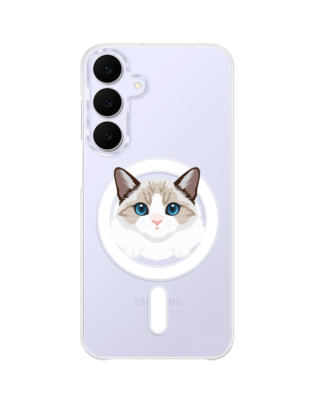 Etui do Samsung Galaxy S25 FE z MagSafe przeźroczyste, silikonowe Flexi, kot birmański