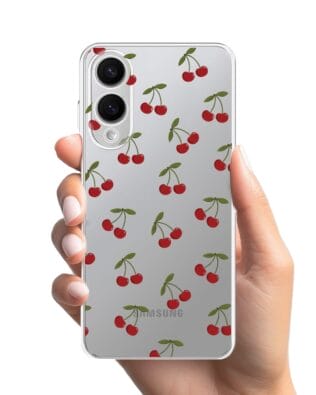 Etui do Samsung Galaxy S25 Edge przeźroczyste, silikonowe Flexi, Mini Patterns, Wiśnie