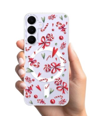 Etui do Samsung Galaxy S25 FE z MagSafe przeźroczyste, silikonowe Flexi, Cukierki świąteczne