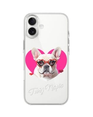 Etui do iPhone 17 przeźroczyste, silikonowe Flexi, Puppy Love, pies rasy Buldog Francuski