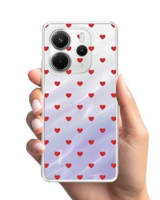 Etui do Xiaomi Redmi Note 14 4G przeźroczyste, silikonowe Flexi, Mini Patterns, Serduszka
