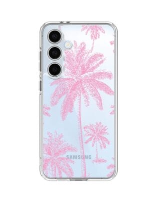 Etui do Samsung Galaxy S24 FE przeźroczyste, silikonowe Flexi, Mystic, Różowe palmy