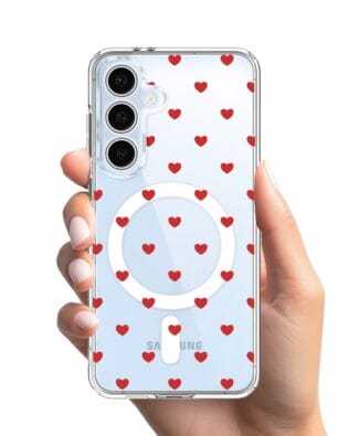 Etui do Samsung Galaxy S24 FE z MagSafe przeźroczyste, silikonowe Flexi, Mini Patterns, Serduszka