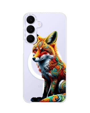 Etui do Samsung Galaxy S25 FE z MagSafe przeźroczyste, silikonowe Flexi, Dzika Mandala, Lis