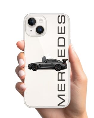 Etui do iPhone 13 przeźroczyste, silikonowe Flexi, Szybkie Auta, Stalowe AMG-GT