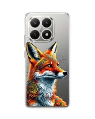 Etui do Xiaomi 15T przeźroczyste, silikonowe Flexi, Dzika Mandala, Twarz lisa