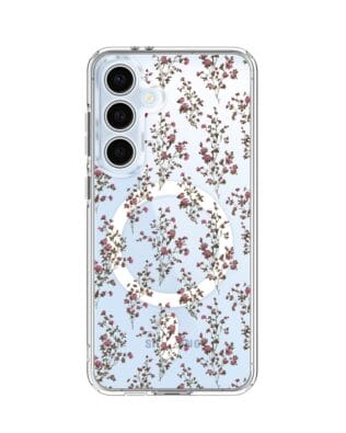 Etui do Samsung Galaxy S24 FE z MagSafe przeźroczyste, silikonowe Flexi, Mini Patterns, Różyczki