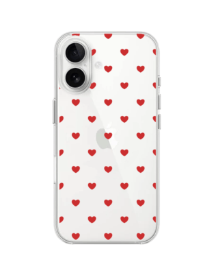 Etui do iPhone 16 Plus przeźroczyste, silikonowe Flexi, Mini Patterns, Serduszka