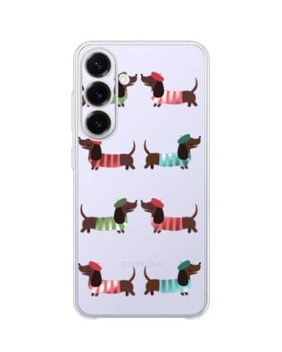 Etui do Samsung Galaxy S25 FE przeźroczyste, silikonowe Flexi, Summer Patterns, eleganckie jamniki