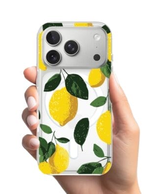 Etui do iPhone 17 Pro z MagSafe przeźroczyste, silikonowe Flexi, Italian Summer, Cytrynowe