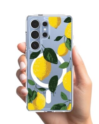 Etui do Samsung Galaxy S25 Ultra z MagSafe przeźroczyste, silikonowe Flexi, Italian Summer, Cytrynowe