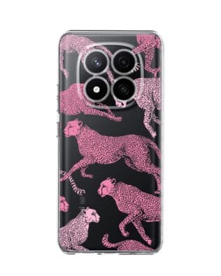 Etui do Xiaomi Redmi Note 14 Pro 4G przeźroczyste, silikonowe Flexi, Mystic, Różowe pumy