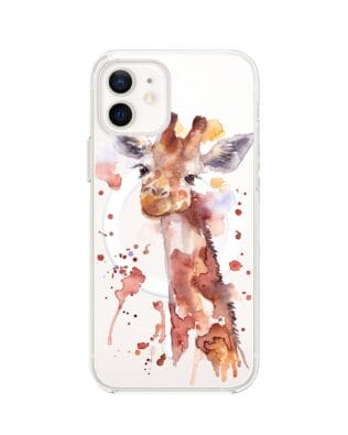 Etui do iPhone 12 z MagSafe przeźroczyste, silikonowe Flexi, Dzika Mandala, Żyrafa
