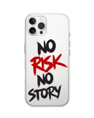Etui do iPhone 12 Pro Max przeźroczyste, silikonowe Flexi, Positive Vibes, No Risk No Story