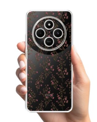 Etui do Xiaomi POCO C75 przeźroczyste, silikonowe Flexi, Mini Patterns, Różyczki